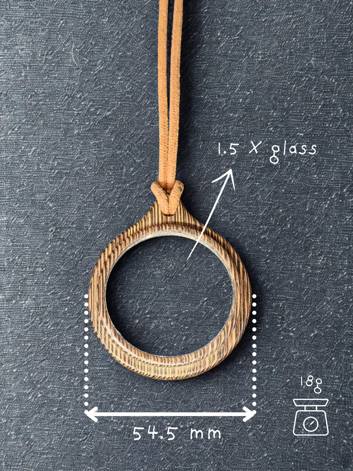 Wenge Wood Magnifying Glass Necklace - Handmade Near Vision Aid