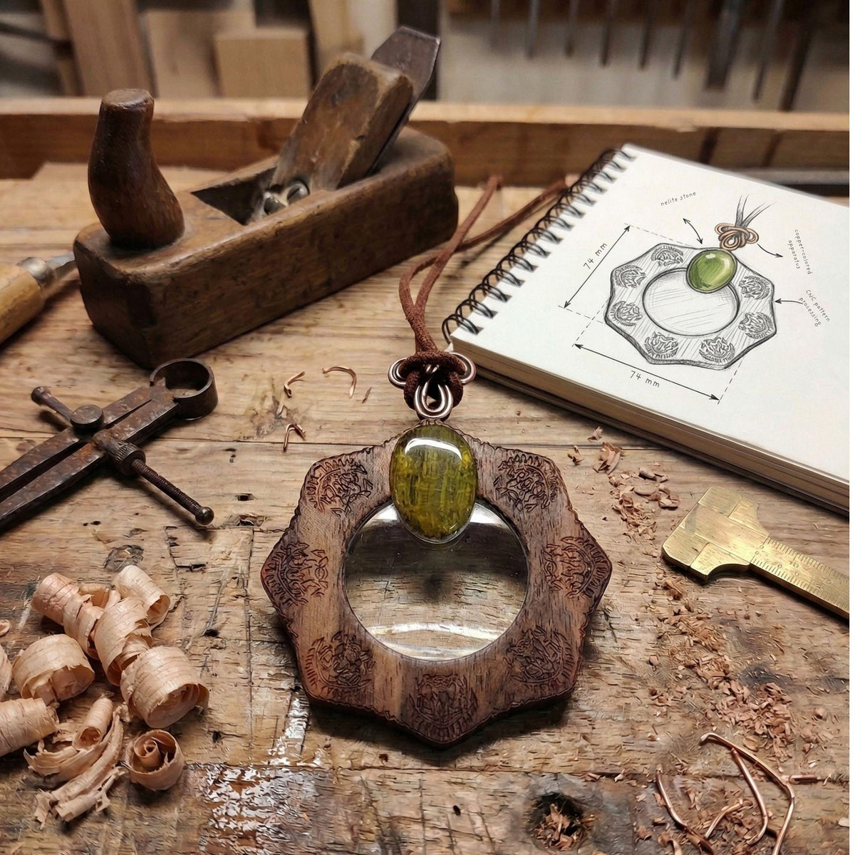 Magnifying glass necklace