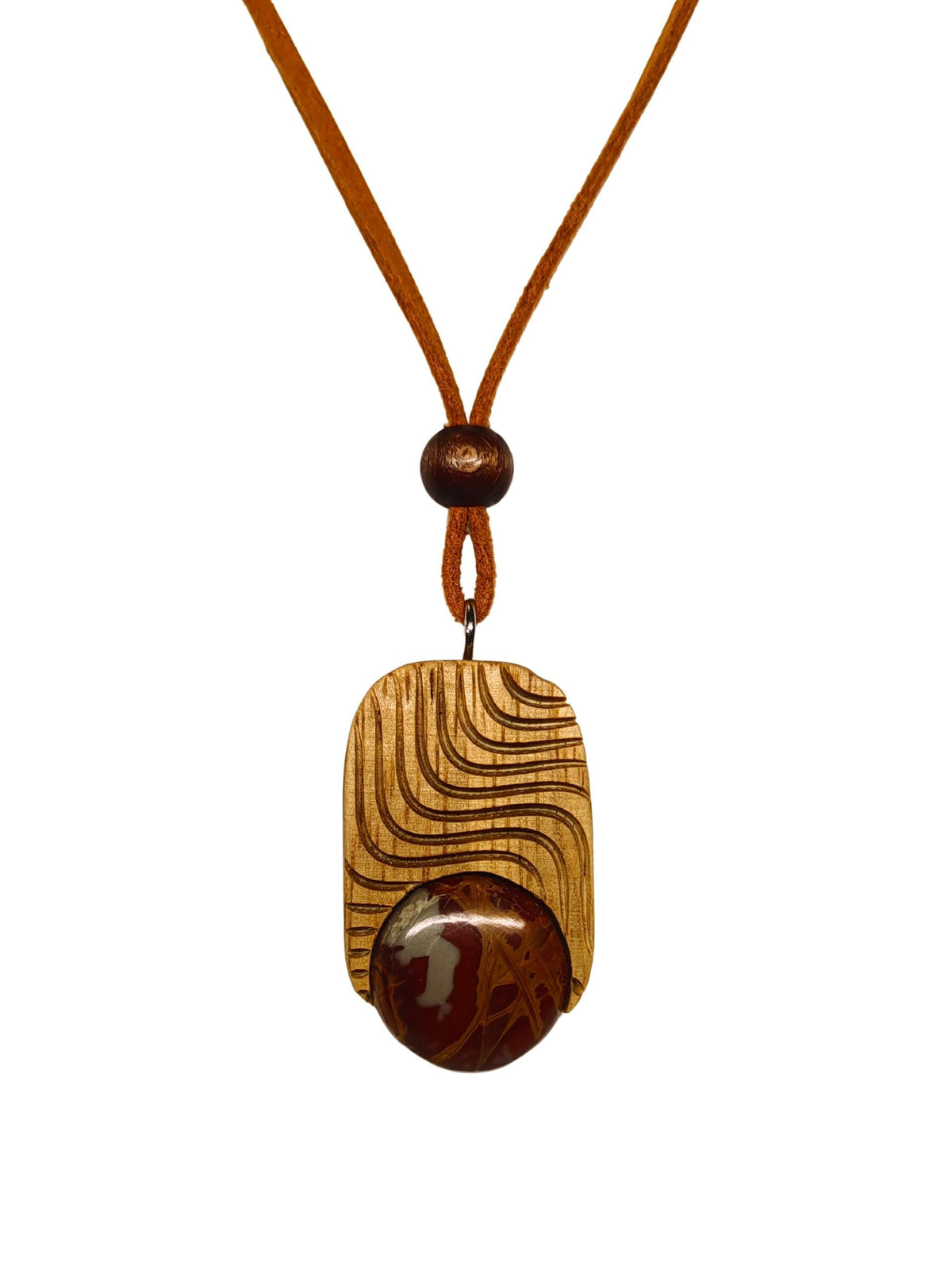 Handmade Norean Jasper and Oak Wood Necklace