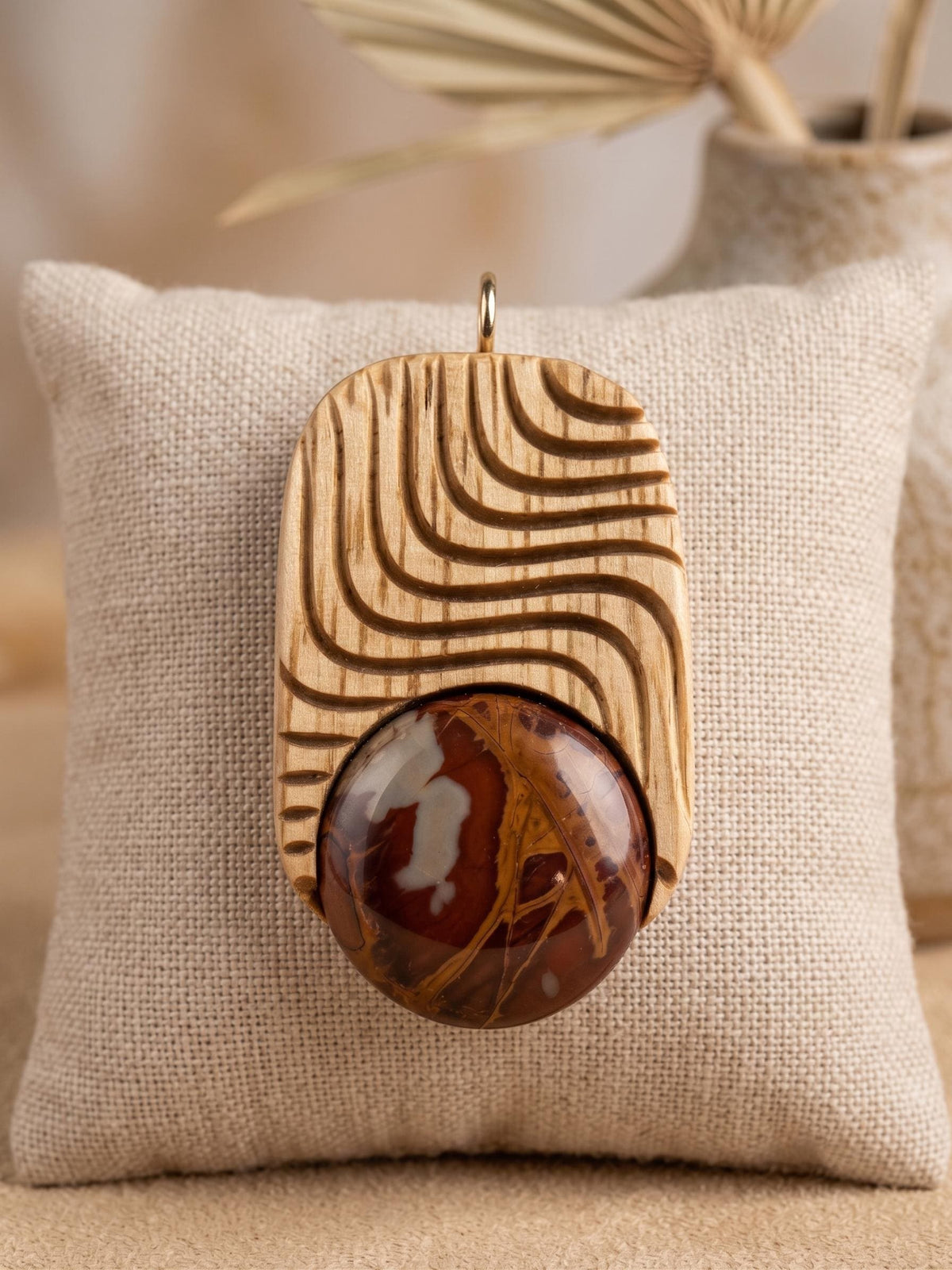 Handmade Norean Jasper and Oak Wood Necklace