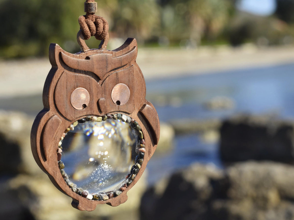 Owl magnifying glass necklace