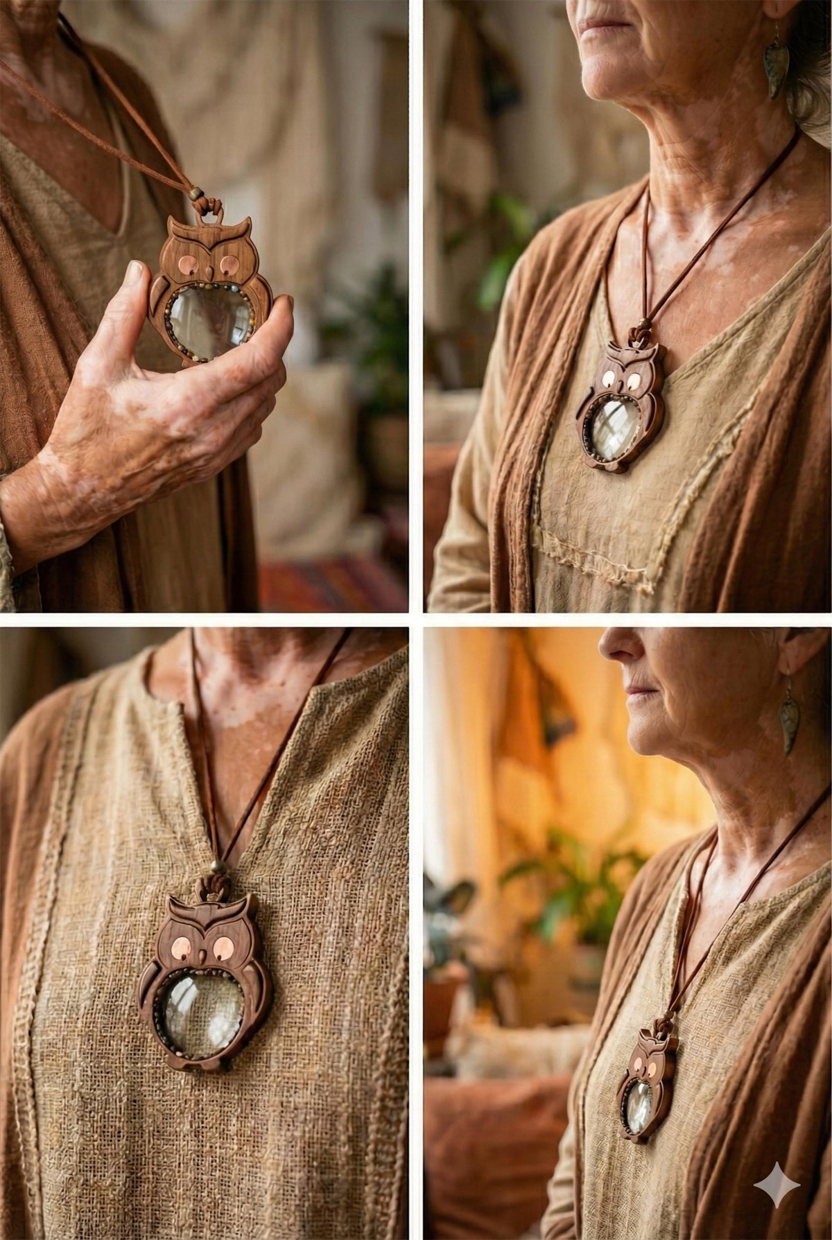 Owl magnifying glass necklace