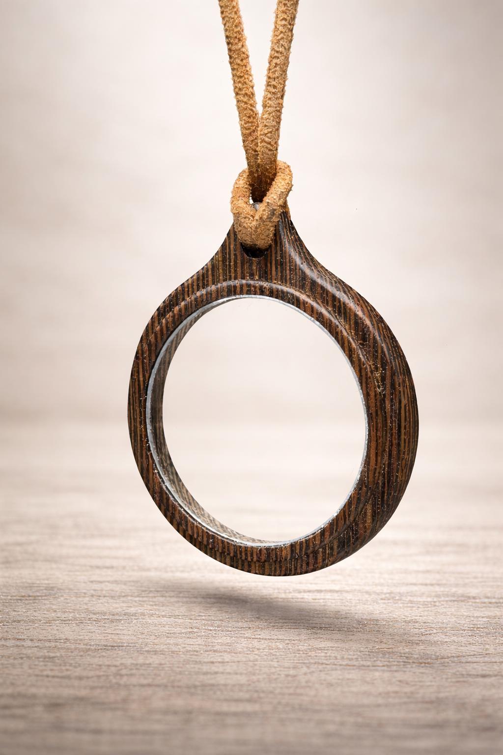 Wenge Wood Magnifying Glass Necklace - Handmade Near Vision Aid