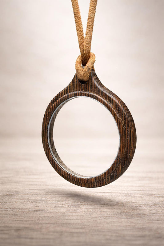 Wenge Wood Magnifying Glass Necklace - Handmade Near Vision Aid