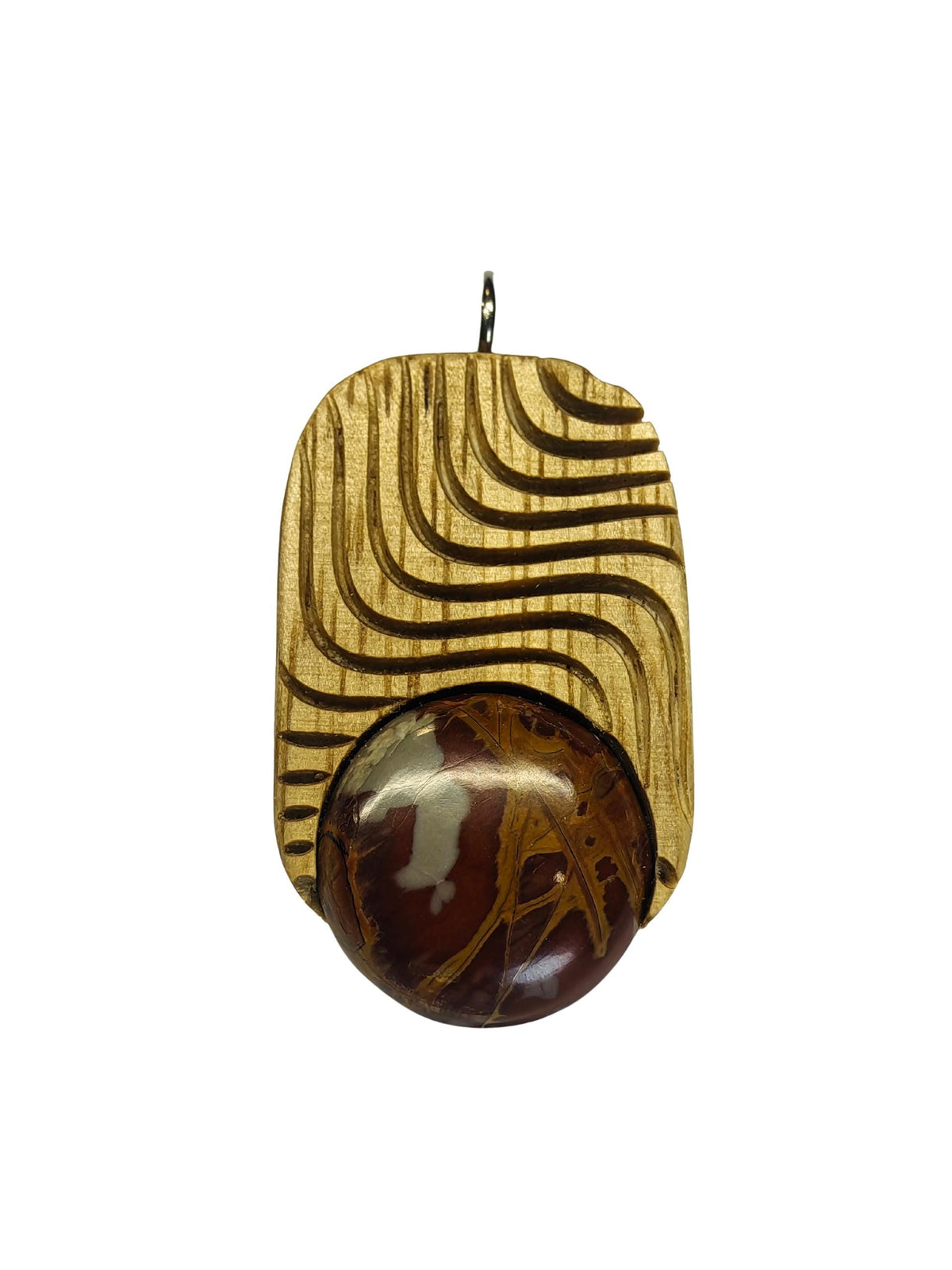 Handmade Norean Jasper and Oak Wood Necklace